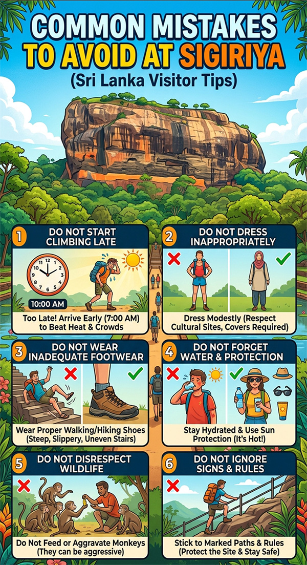Common mistakes to avoid at sigiriya rock